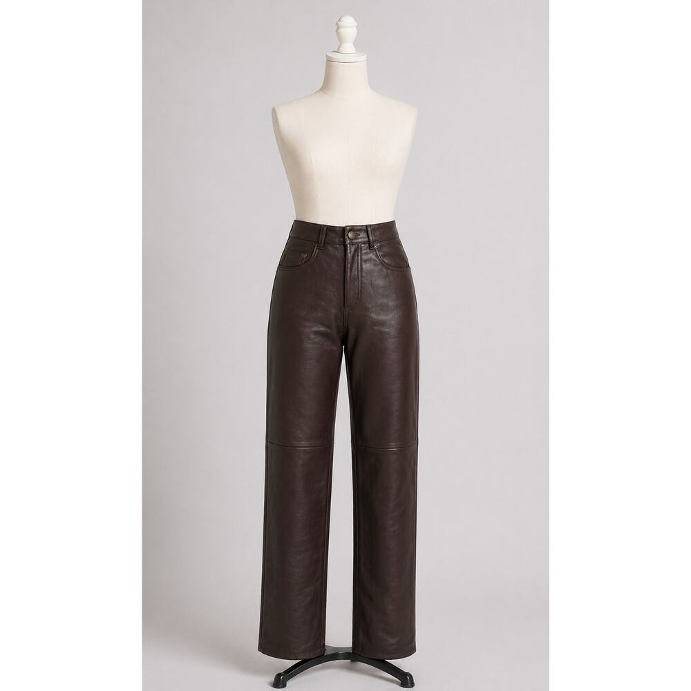 Vintage Faux Leather Pants Brown 28 Chocolate Brown